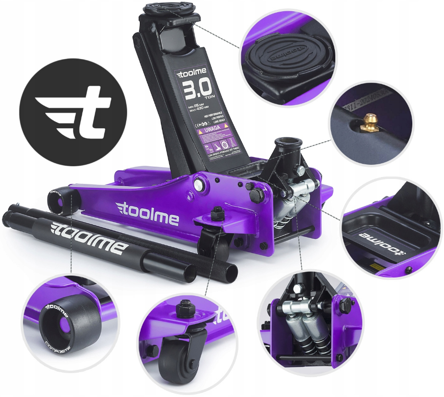 Домкрат подкатной гидравлический 3т 85-430мм Toolme TM003 (Польша) Киев - изображение 8