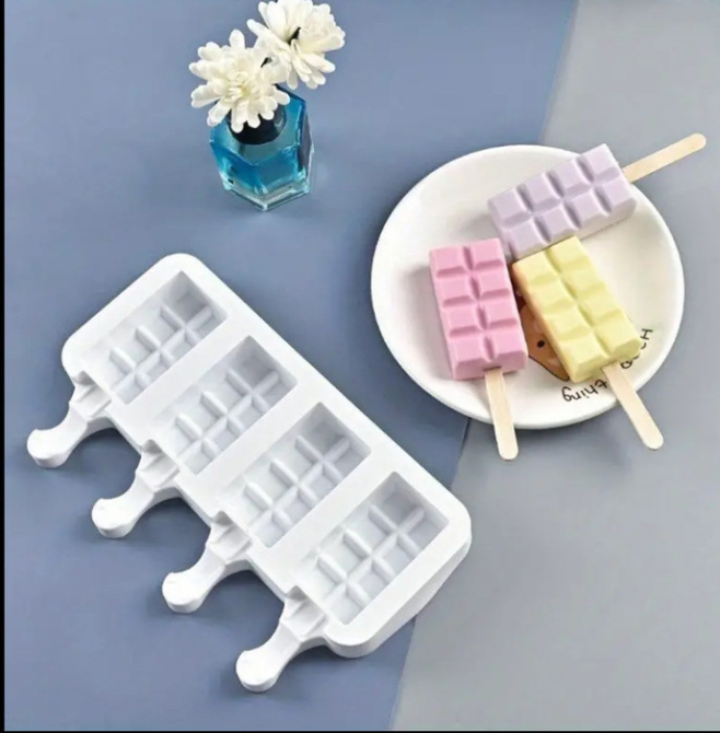 Силиконовая форма для мороженого и шоколада, на 4 изделия, плитка, мягкая, многоразовая Одесса - изображение 1