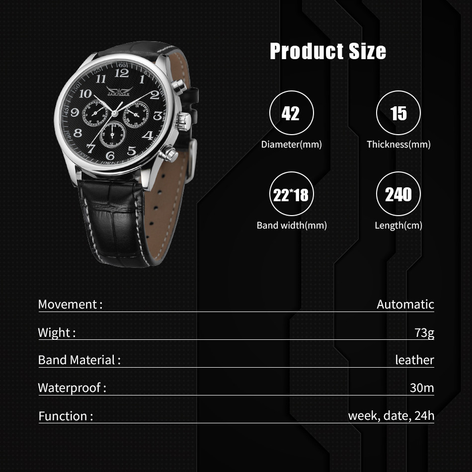 Годинник чоловічий механічний Jaragar Elite Pure Silver (2 ремінці) Київ - фото 14