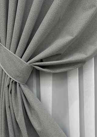 Комплект готових штор VR-Textil Льон блекаут № 1821ш Сірий 100х270 см 2 шт (31-949) Київ