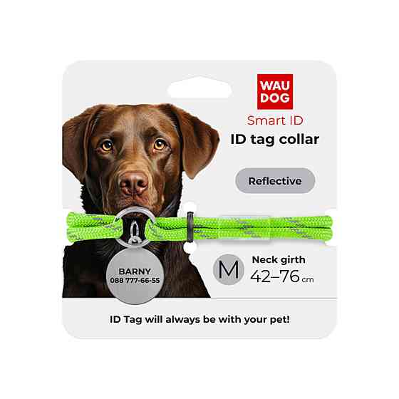 Шнурок для адресника из паракорда WAUDOG Smart ID, светоотражающий, размер М, диаметр 4 мм, длина 42-76 см салатовый Киев