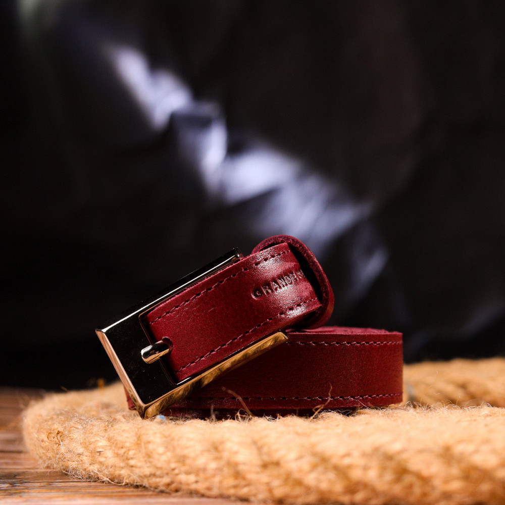 Неповторимый женский ремень из натуральной кожи Бордовый (GRANDE PELLE) Киев - изображение 4