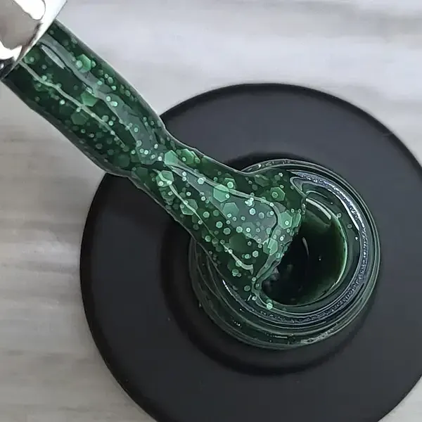 Гель-лак SAGA Marmelade №11 летняя коллекция оттенков мармелада (зеленый с хлопьями), 9 мл Киев - изображение 2