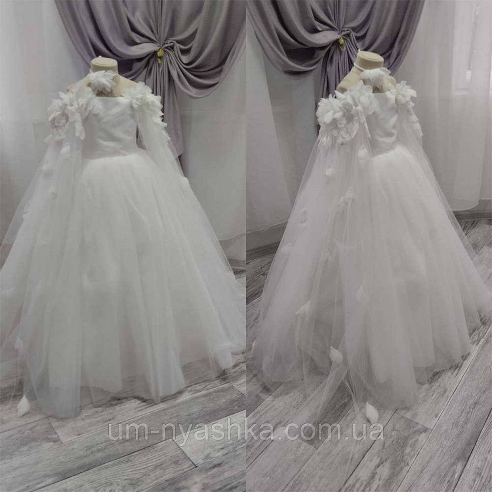 Длинное белое платье на рост 130-146 Кривой Рог - изображение 1