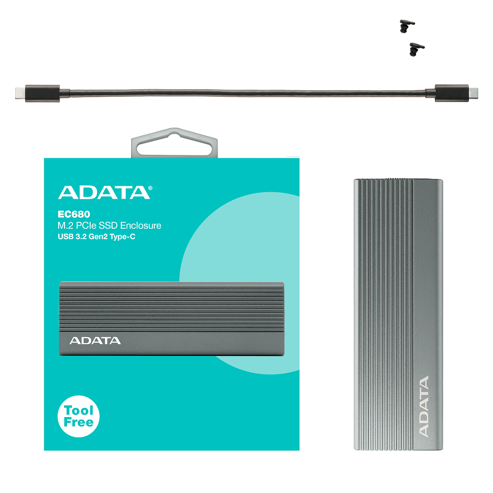Зовнішня кишеня для накопичувача A-DATA EC680 для SSD M.2 PCIe USB3.2 Gen2 Type-C Gray Одеса - фото 7
