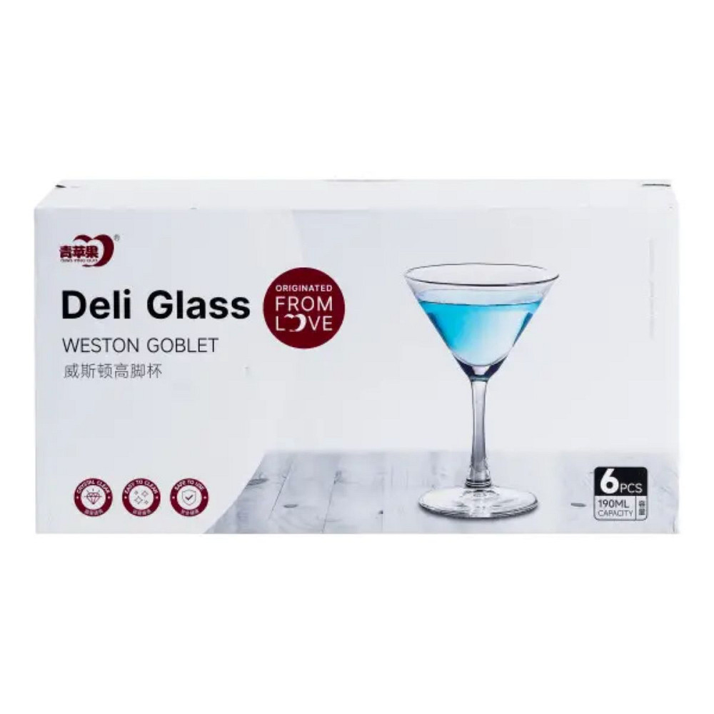 TS Kitchen Набір келихів на високій ніжці 6 штук по 190 мл 6 штук для мартіні Коломия - фото 2