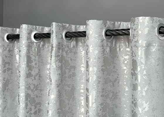 Комплект штор на люверсах VR-Textil Льон мармур Pavliani ХО № 1911ш Світло-сірий 150х250 см 2 шт (37-0322) Київ