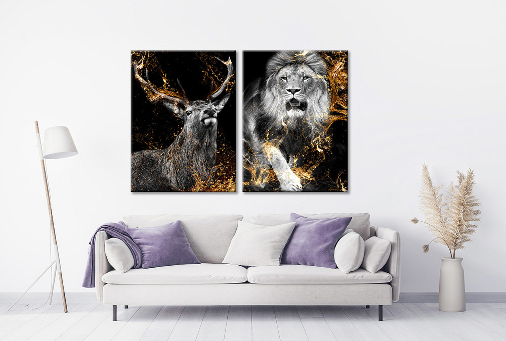Модульна картина у вітальню/ спальню Олень-Лев TLV-2_142 120х170 см Київ - фото 2