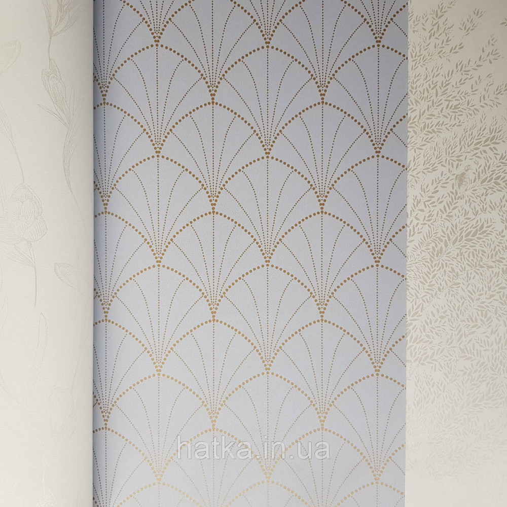 Шпалери вінілові на флізелін Caselio The Place to bed 0.53х10 м геометрія фігури золотисті смуги на блакитному Київ - фото 2