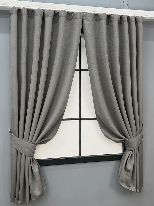Комплект коротких штор VR-Textil Рогожка TERRA LUXE № 1862ш Сірий 130х170 см 2 шт (35-0432) Київ - фото 10