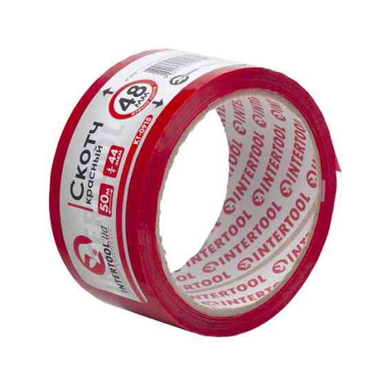 Скотч червоний, 50 м × 48 мм, 44 мкм INTERTOOL KT-0915 Київ