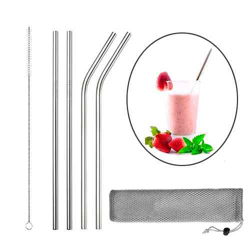 Набір соломинок металевих 4шт, еко трубочки для напоїв, срібло Вінниця