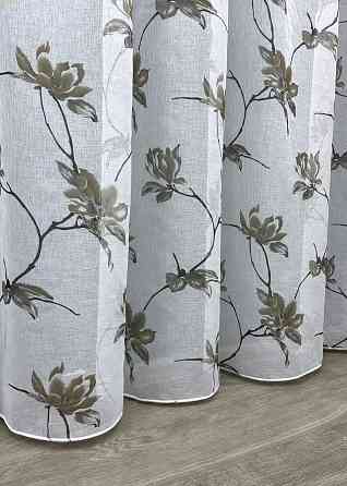 Тюль батист, колекція "Flora" колір білий з хакі 1906т Київ