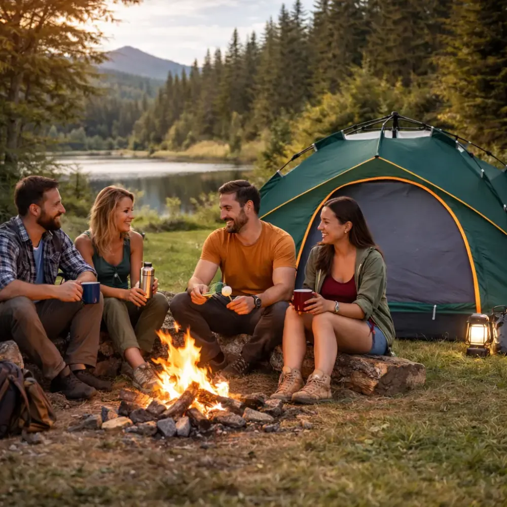 Палатка для кемпинга и туризма четырехместная с автоматическим каркасом 210х200х135 Коломыя - изображение 1