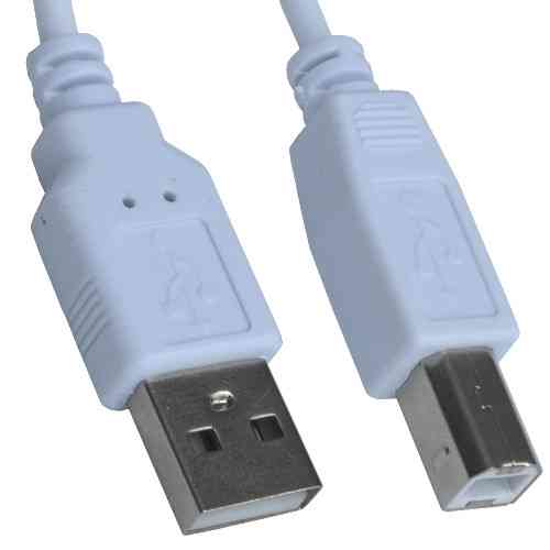 Шнур USB штекер A - штекер В, v.2,0, диам.-3мм, 0,8м, белый Полтава