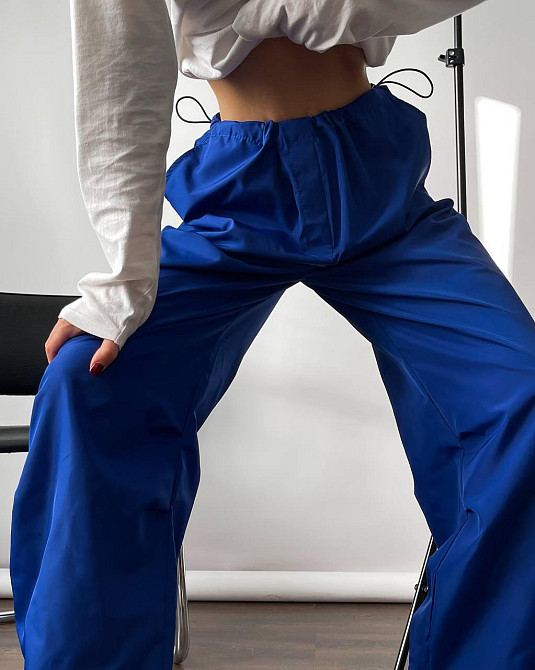 Женские повседневные брюки карго-парашуты плащевка Электрик Одесса - изображение 2