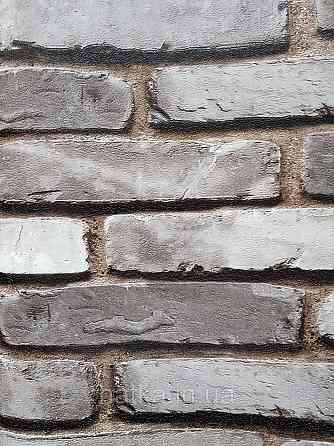 Шпалери вініл на флізеліні гарячого тиснення DU&KA Natura1.06х10 під цеглу структурні чорні сірі з глянцем Київ