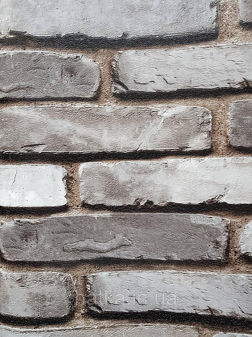 Шпалери вініл на флізеліні гарячого тиснення DU&KA Natura1.06х10 під цеглу структурні чорні сірі з глянцем Київ - фото 3