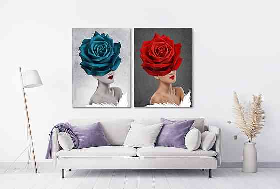 Модульная картина в гостиную / спальню   Дівчина троянда  TLV-2_060 Київ