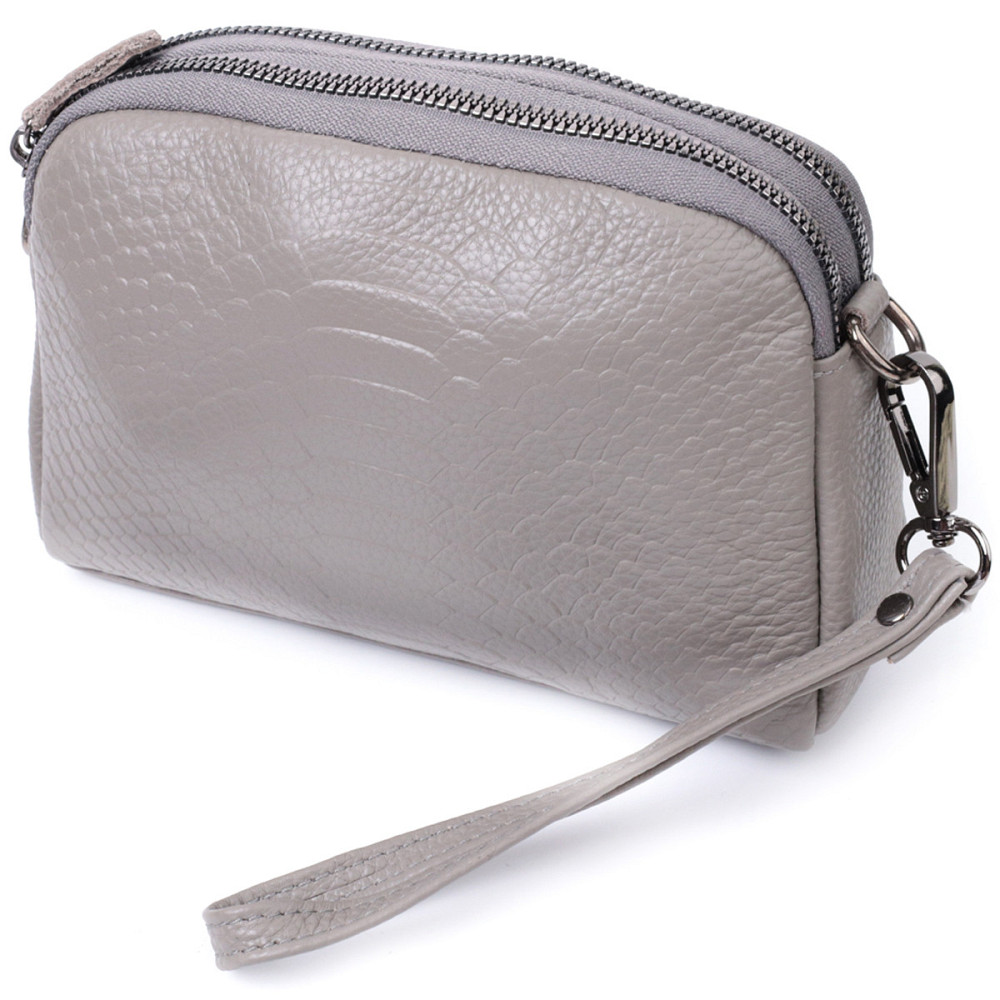 Женская небольшая сумка на два отделения из натуральной кожи Vintage 22801 Серый Киев - изображение 1
