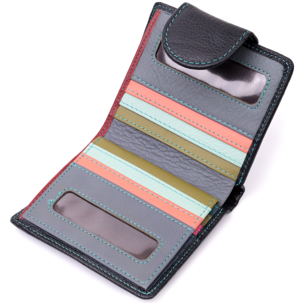 Шкіряний стильний гаманець з монетницею зовні Чорний (ST Leather) Київ - фото 10