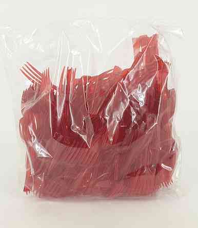 Вилка одноразова пластикова для фруктів Юніта Червона (250 шт) Харків