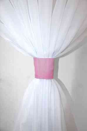 Кухонная занавеска VR-Textil № 114к ламбрекен и тюль розовый с белым 270х170 см (52-0533) Киев