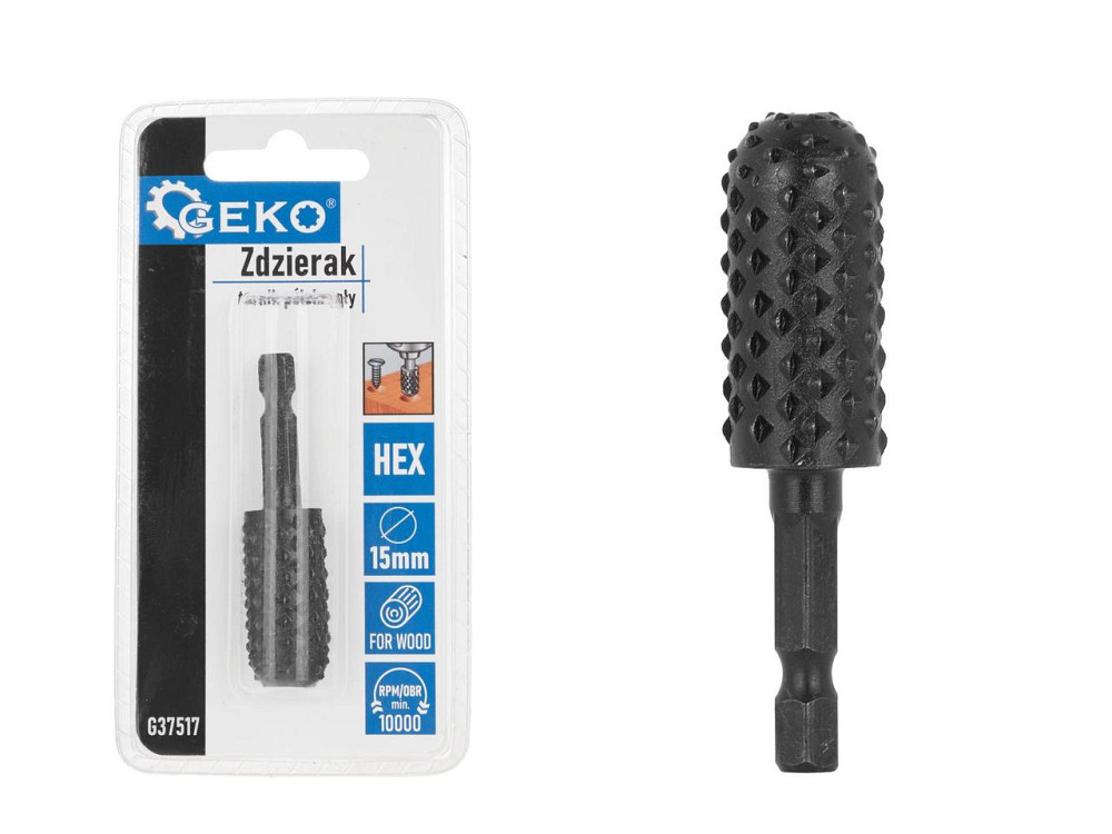 Рашпіль "GeKo" з хвостовиком Hex-E6,3 (під шуруповерт) діаметром 15мм циліндричної закругленої форми Київ - фото 1