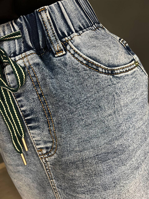 Юбка женская джинсовая ZJY 67501 талия на резинке со шнурком ниже колена разрез сзади голубая, голубой, 44, 42, 110 см, 134 см Киев - изображение 18