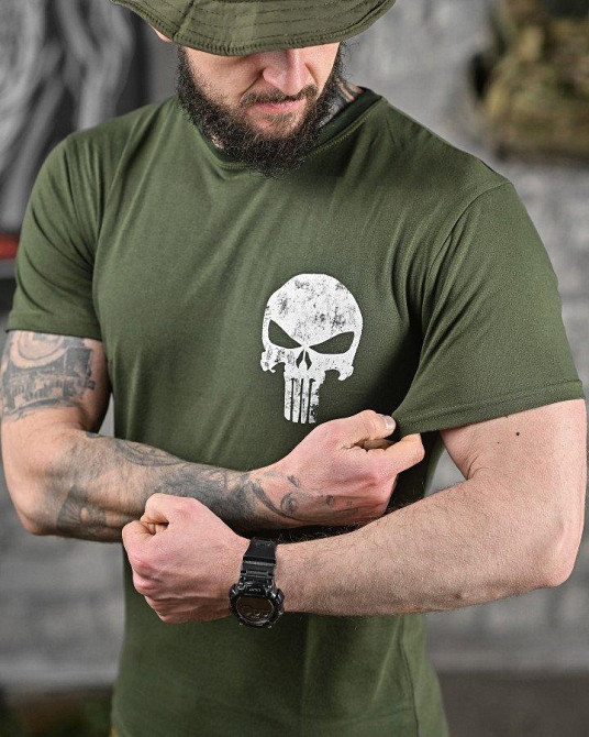 Хлопковая милитари футболка пустошь олива ДЛ6352 Одесса - изображение 9