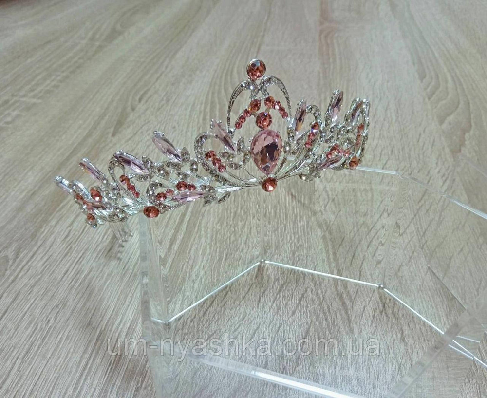 Диадема на обруче Корона розовая с камнями Кривой Рог - изображение 1