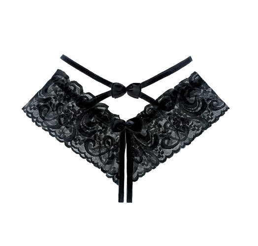 Трусики з розрізом та бантиками чорні жіночі - розмір універсальний, резинка 60-82см Київ - фото 9