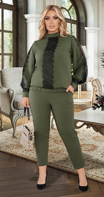 Гарний брючний костюм з мереживом великого розміру (50) Київ - фото 5