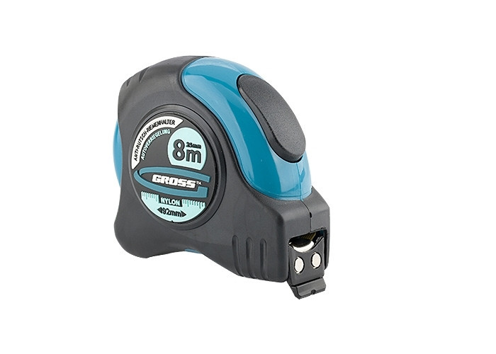 Рулетка "Schlagfest", 8 м x 25 мм, магн. обріз зачіп, двохстороння. шкала, нейлон покр. автоматич GR Полтава - фото 1