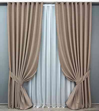 Комплект готових штор VR-Textil Блекаут Midnight № 1824ш Світле какао 150х290 см 2 шт (33-0817) Київ