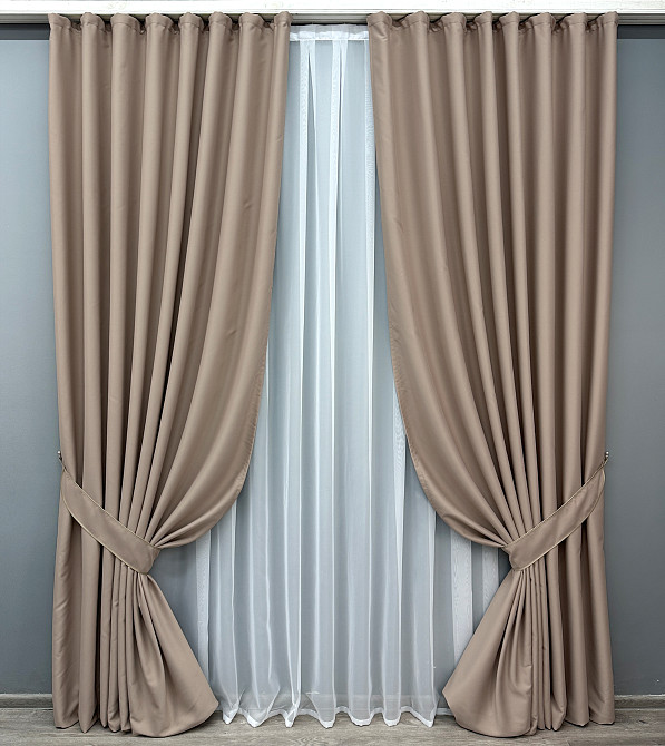 Комплект готовых штор VR-Textil Блэкаут Midnight № 1824ш Светлое какао 150х290 см 2 шт (33-0817) Киев - изображение 2