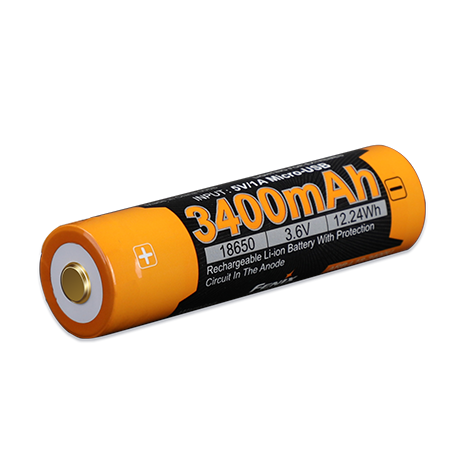 Аккумулятор 18650 Fenix 3400mAh 3.6V с micro-USB зарядкой (Черно-желтый) Киев - изображение 2