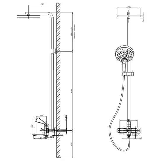 Душова колона зі змішувачем Mixxus Wilson 009-J Black (Колір чорний) (MI7123) Київ
