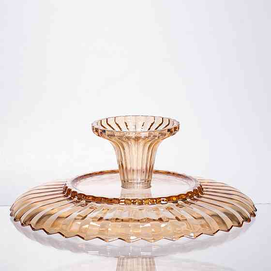 Фруктовниця скляна на ніжці Ø29 (см) кругла ваза цукерниця для фруктів Коричневий 64486-19 Коломия