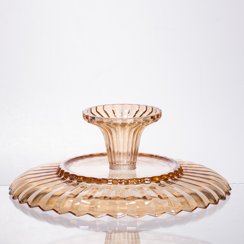 Фруктовниця скляна на ніжці Ø29 (см) кругла ваза цукерниця для фруктів Коричневий 64486-19 Коломия - фото 2