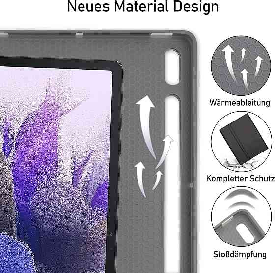 Чехол с Bluetooth клавиатурой QWERTZ для Samsung Galaxy Tab S7 FE/S7+/S8+ 12,4 дюйма съемный защитный черный Киев