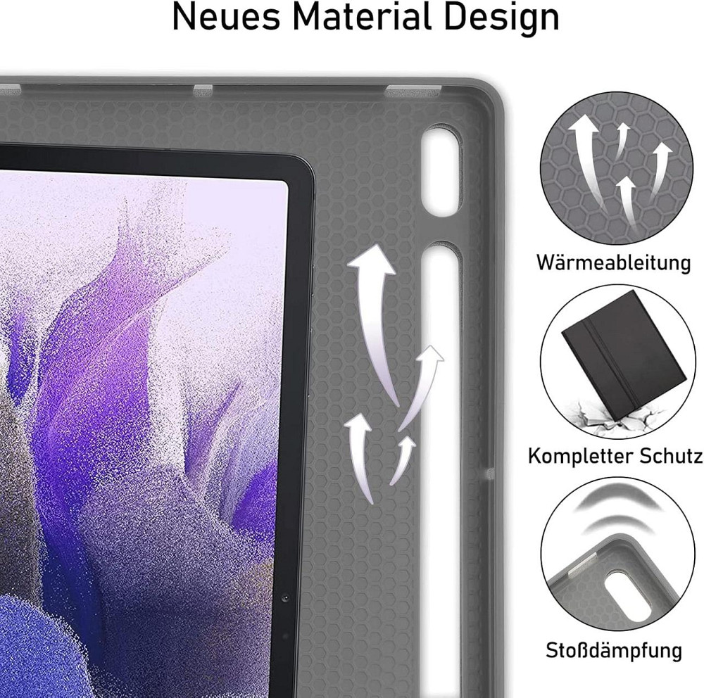 Чехол с Bluetooth клавиатурой QWERTZ для Samsung Galaxy Tab S7 FE/S7+/S8+ 12,4 дюйма съемный защитный черный Киев - изображение 2