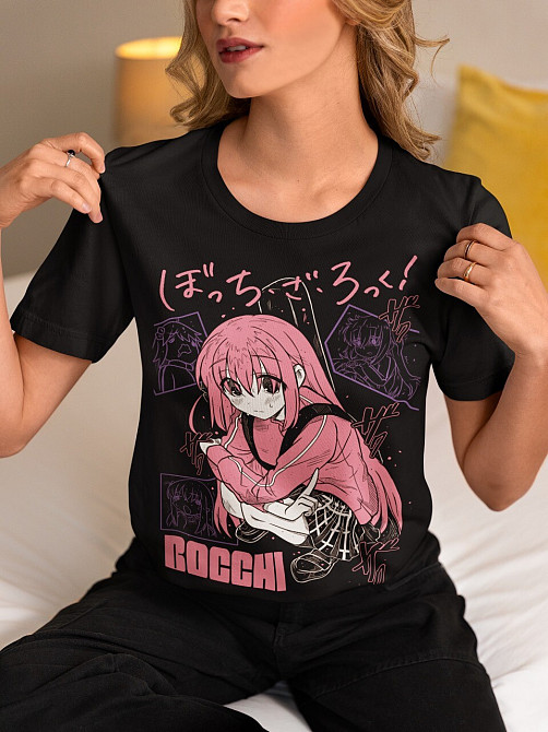 Футболка аниме Хитори Готоу Боккхи Рокк оверсайз (S/M/L) Черний AnimeJ0320 Днепр - изображение 4