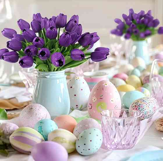 Штучні тюльпани із латексу 5 штук 35 см фіолетовий Київ