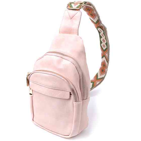 Компактная женская сумка с одной лямкой через плечо из гладкой экокожи Vintage 22766 Розовый Киев