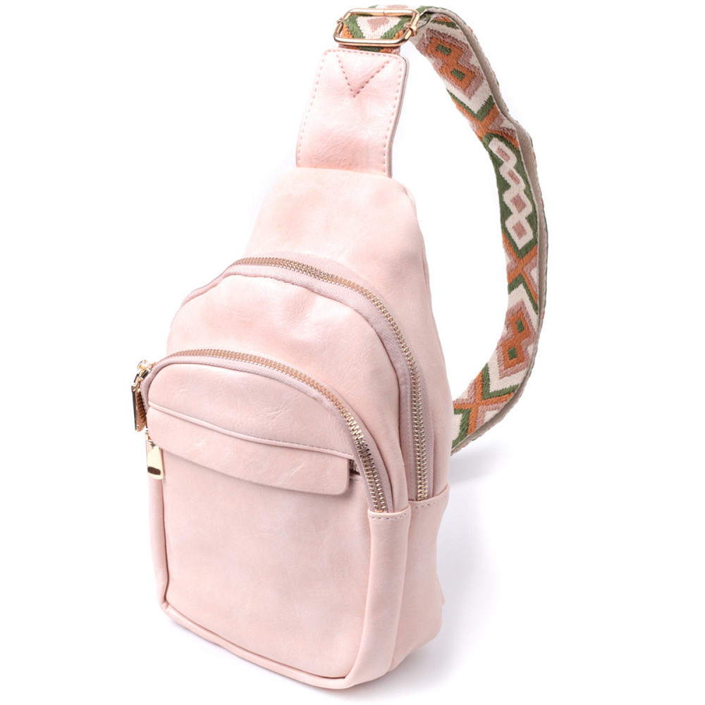 Компактная женская сумка с одной лямкой через плечо из гладкой экокожи Vintage 22766 Розовый Киев - изображение 1