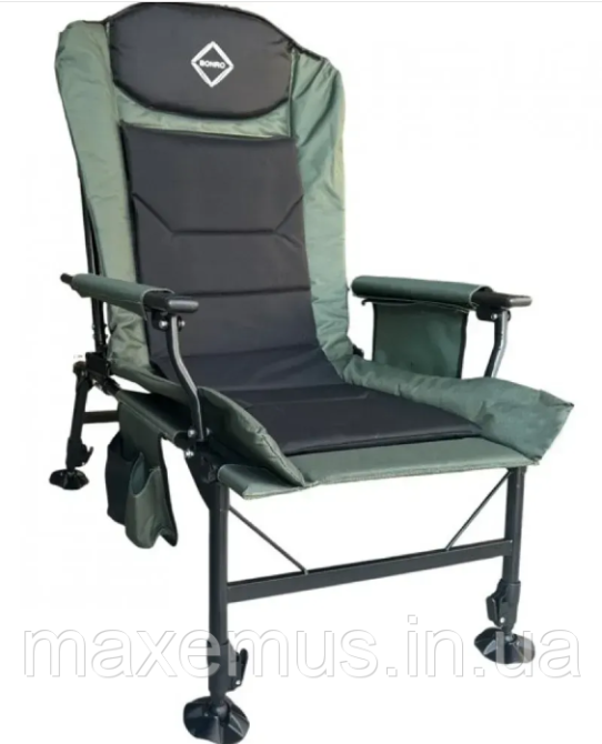 Карповое кресло раскладное для рыбалки Bonro B2 2 темно-зеленое (до 150 кг, спинка 180°) Мостиска - изображение 14