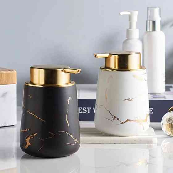 Дозатор для жидкого мыла, моющих средств керамический 400 мл, для ванной и кухни Черный Каменец-Подольский