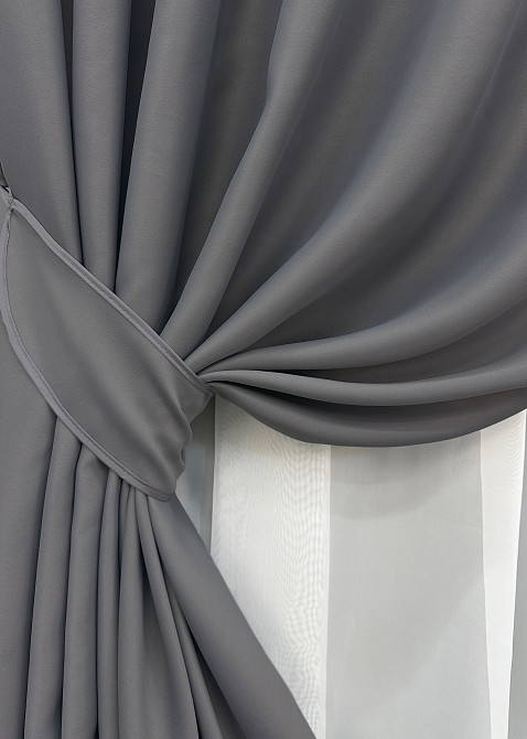 Комплект готовых штор VR-Textil Блекаут Bagema Rvs № 1244ш Серый 150х270 см 2 шт (33-0066) Киев - изображение 5