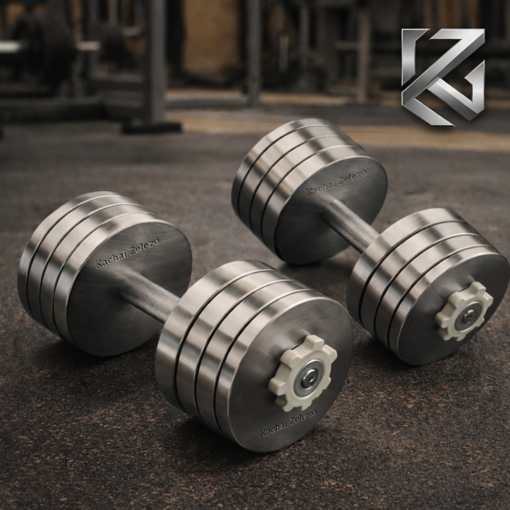 Гантелі набірні 2 по 30 кг металеві без покриття Kachai Zelezo Iron Pro Київ - фото 1